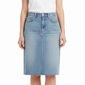 Gap Denim Jean Pencil Skirt Light Wash Raw Hem Sz 27